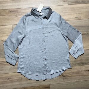 Alex &‎ Lili Women's Rhinestone Long Sleeve Button Up Blouse Size XL Gray